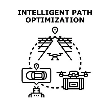 Artificial intelligence optimizing navigation routes for autonomous delivery  Stock Illustration