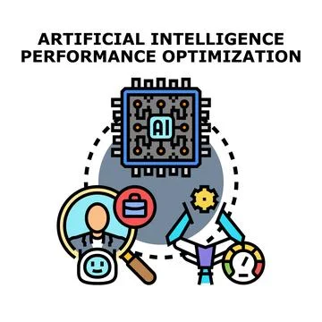 Artificial intelligence optimizing performance and human resources イラスト素材