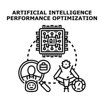 Artificial intelligence optimizing performance and human resources 스톡 일러스트