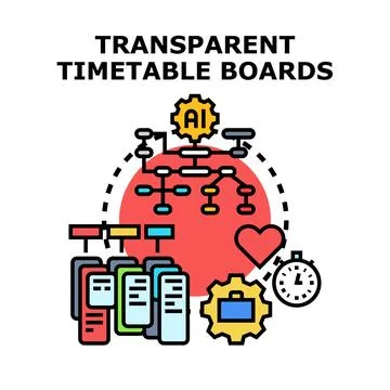 Artificial intelligence optimizing transparent timetable boards Stock Illustration