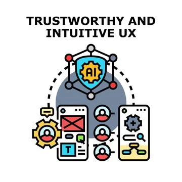 Artificial intelligence optimizing trustworthy and intuitive user experience Stock Illustration