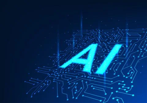 Artificial intelligence or AI is on a technology circuit board. It's like a.. Stockillustratie