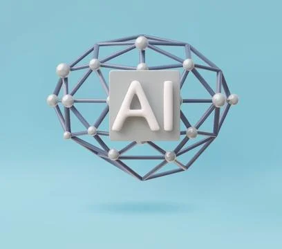 Artificial intelligence or neural network 3D vector illustration, neuronet or AI Illustrazione stock
