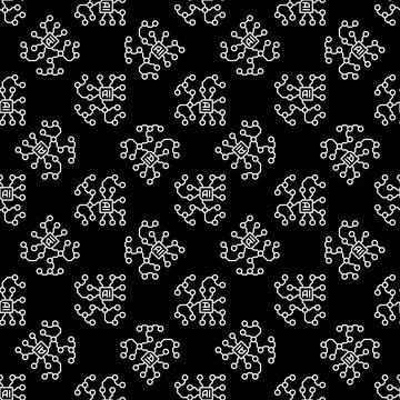 Artificial Intelligence outline dark seamless pattern or AI vector background Illustrazione stock