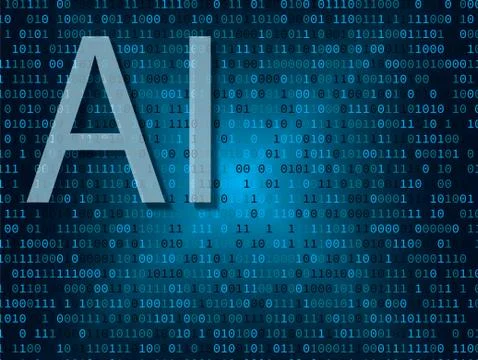 Artificial intelligence over binary background Stock Illustration