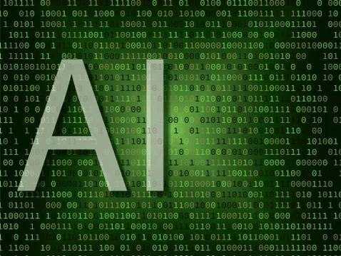 Artificial intelligence over binary background Stock Illustration