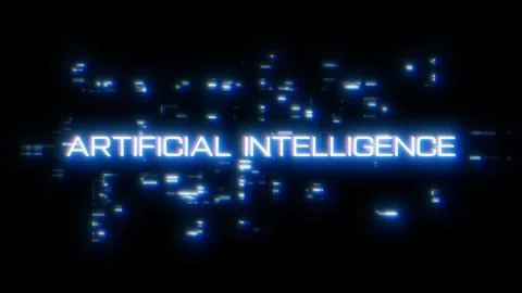 Artificial Intelligence overlay word with digital glitch Illustration