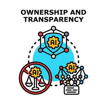 Artificial intelligence ownership and transparency concept Stock Illustration