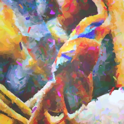 Artificial Intelligence Painting Procedural Evolution - 'Orange Wood' Stock Footage 169925116