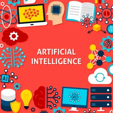 Artificial Intelligence Paper Template Poster Stock Illustration