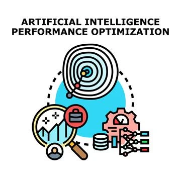Artificial intelligence performance optimization and data analysis Stock Illustration