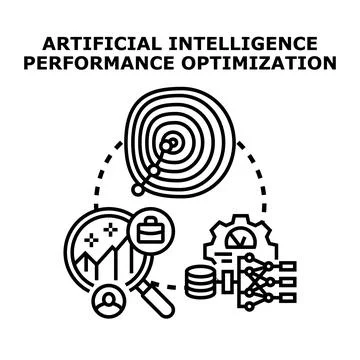 Artificial intelligence performance optimization and data analysis Stock Illustration
