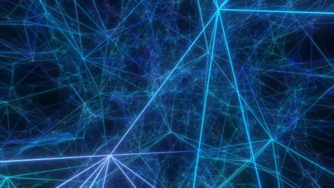 Artificial intelligence performs calculations. A rich plexus of blue lines Stock Footage 247818374