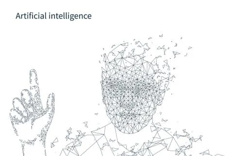 Artificial Intelligence Person Hand Poster Vector Stock Illustration