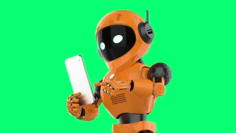 Artificial intelligence personal assistant robot with digital tablet Stock Footage 317486857