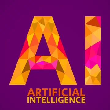 Artificial Intelligence with polygonal colorful triangles. Vector illustratio Stock Illustration