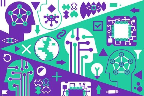 Artificial Intelligence Pop Art poster Illustrazione stock