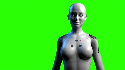 Artificial intelligence portrait of a female robot sci-fi woman animation of  Stock Footage 155611455