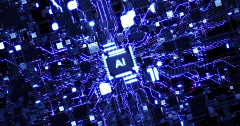 Artificial Intelligence Powered Computer Central Processing Unit. Stock Footage 306322963