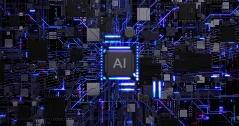 Artificial Intelligence Powered Computer Chip Processing Data. 動画素材 235237672