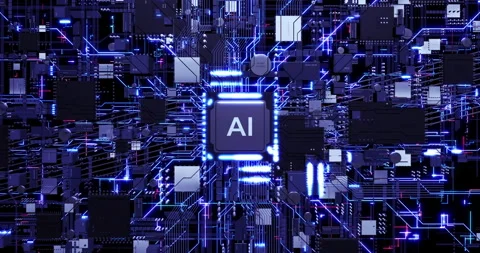Artificial Intelligence Powered Computer Chip Processing Complex Data. Stock Footage 306320780