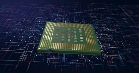 Artificial Intelligence Powered Computer CPU Processing Data. Stock Footage 235796025