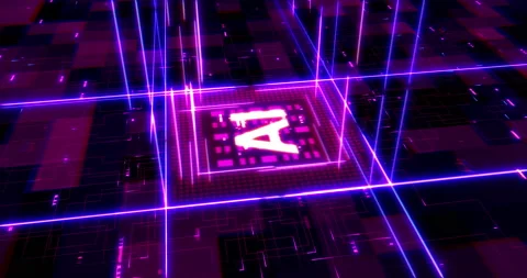 Artificial Intelligence Powered CPU Circuit Processing Data. Stock Footage 236554665