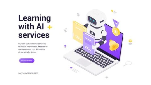 Artificial Intelligence Powered Learning Platform Educational Services Enha.. 스톡 일러스트