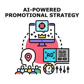 Artificial intelligence powered targeted promotional marketing strategy Stock Illustration