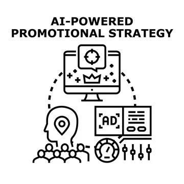Artificial intelligence powered targeted promotional marketing strategy Stock Illustration