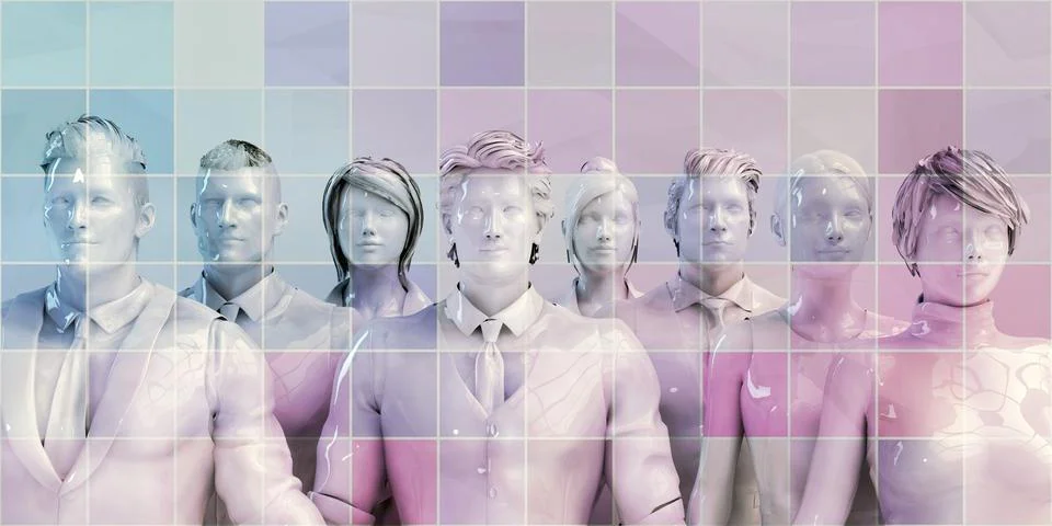 Artificial Intelligence Powered Workforce Stock Illustration