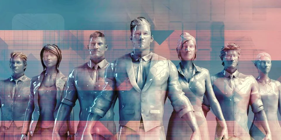Artificial Intelligence Powered Workforce Stock Illustration
