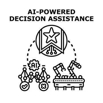 Artificial intelligence powering decision assistance operations Stock Illustration