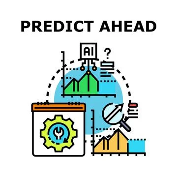 Artificial intelligence predicting future data analytics forecast Stock Illustration