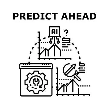Artificial intelligence predicting future data analytics forecast Stock Illustration
