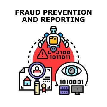 Artificial intelligence preventing and reporting digital fraud Stock Illustration