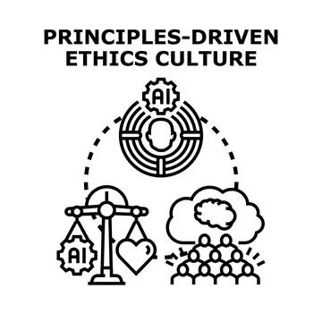 Artificial intelligence principles driven ethics culture development Stock Illustration