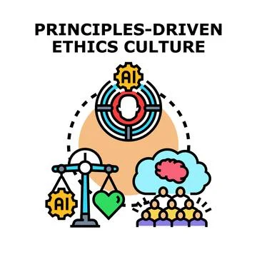 Artificial intelligence principles driven ethics culture development Stock Illustration