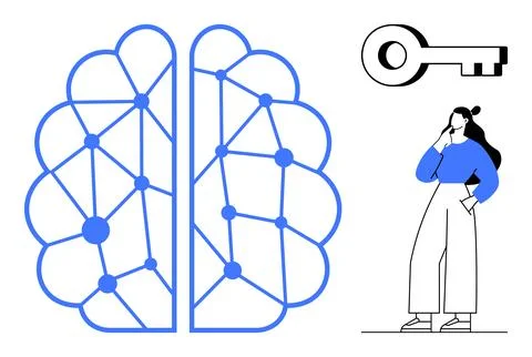 Artificial intelligence, problem-solving, data security, innovation, machine  库存插图