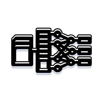 Artificial intelligence processing big data with machine learning Stockillustratie