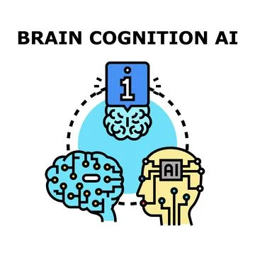 Artificial intelligence processing brain cognition with information Stock Illustration