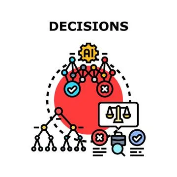 Artificial intelligence processing complex business decisions and choices Stock Illustration