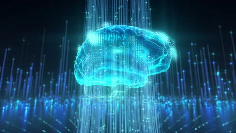 Artificial intelligence processing data. A 3D rendering of a Stock Footage 231114710