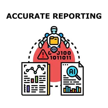 Artificial intelligence processing data for accurate reporting Stockillustratie