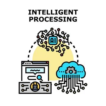 Artificial intelligence processing data and cloud computing Stock Illustration