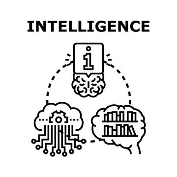 Artificial intelligence processing data and human knowledge icon Stock Illustration