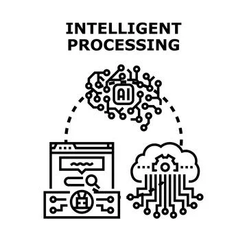 Artificial intelligence processing data and cloud computing Stock Illustration