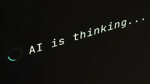 Artificial intelligence processing data and generating answer. Stockfoto's