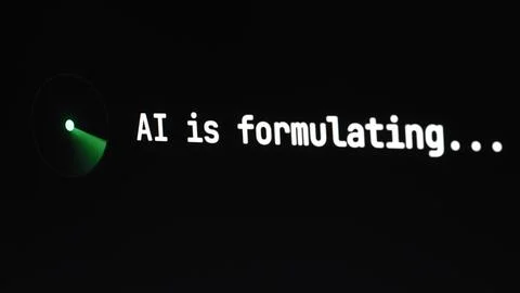 Artificial intelligence processing data and generating answer. Stockfoto's