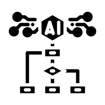 Artificial intelligence processing data flowchart diagram Stock Illustration